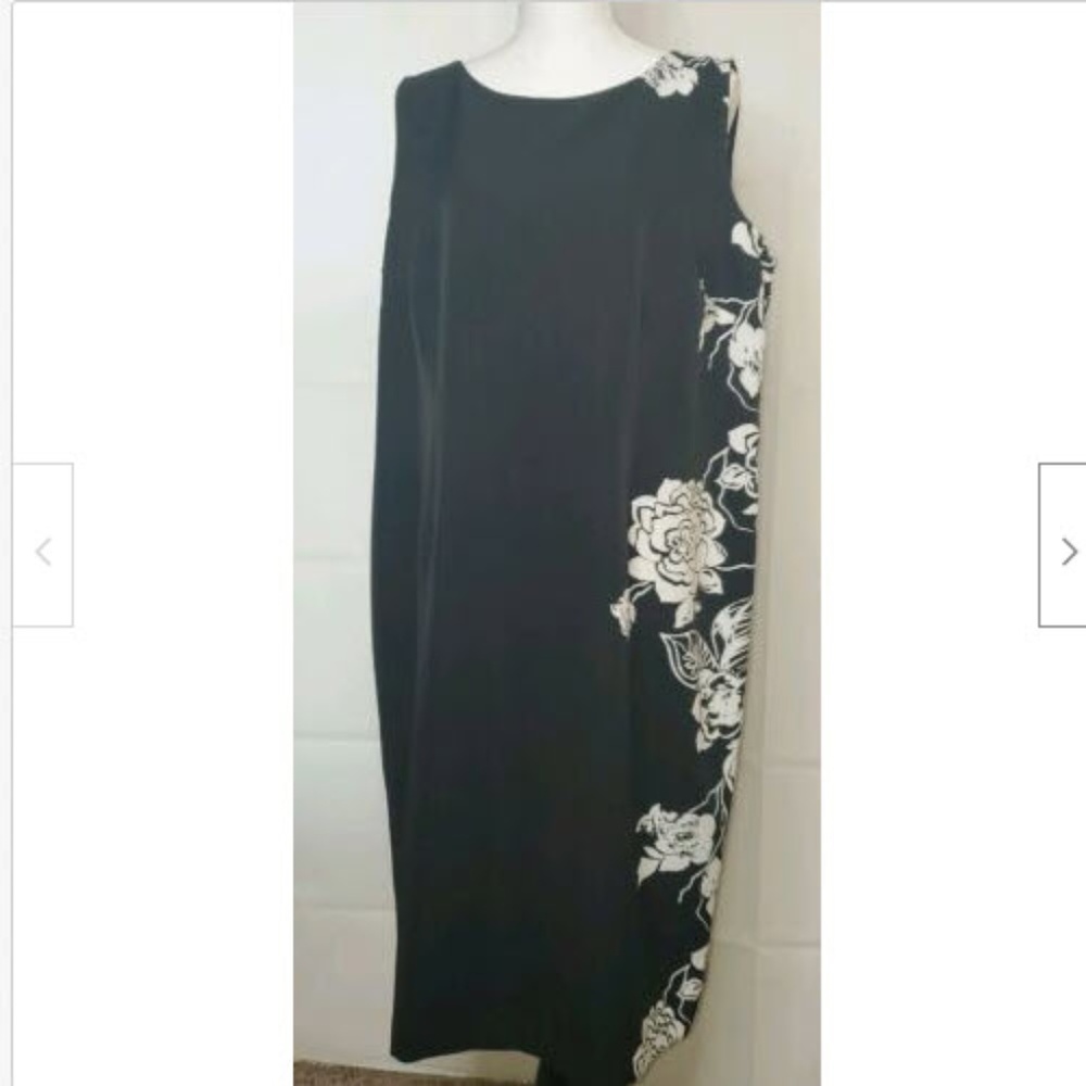 Maya Brooke Dress 18W Plus Black Floral Sheath